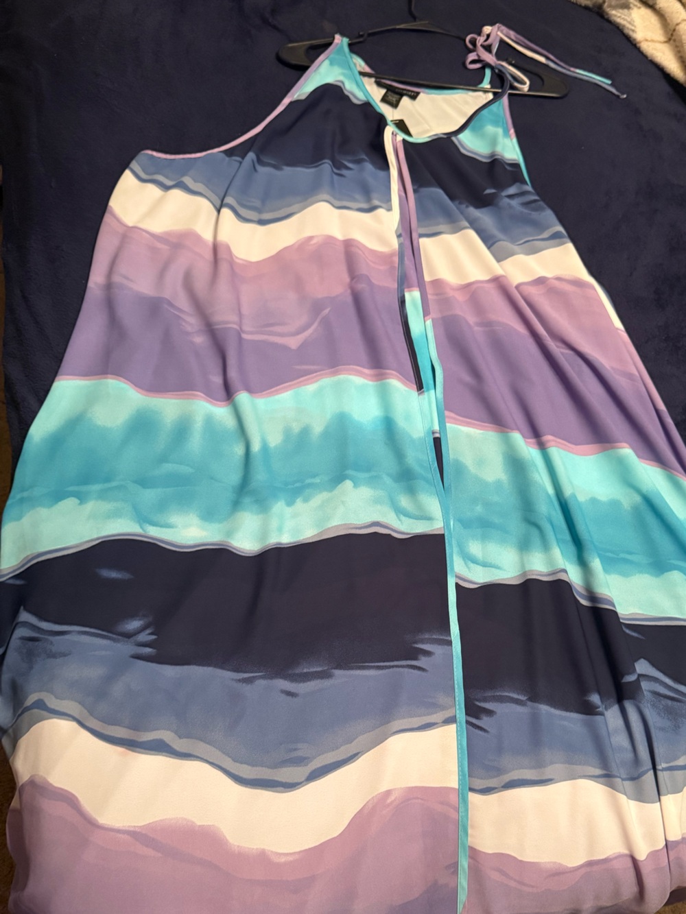 Striped Spaghetti Strap Sundress in Aqua, Lavender & Navy